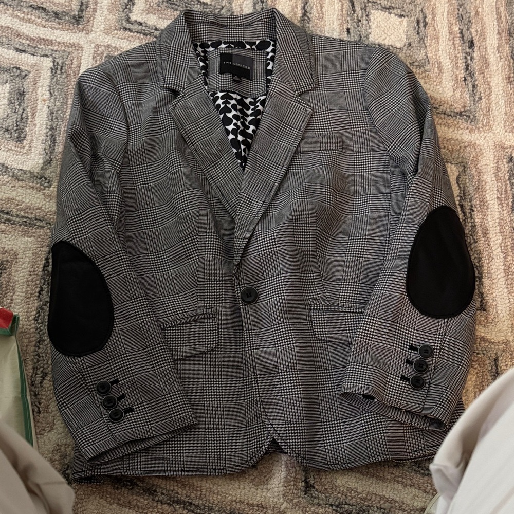 The Limited Black and Gray Checkered Blazer